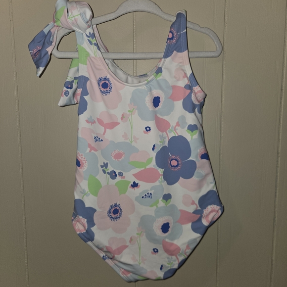 Girls Floral One-Shoulder Swimsuit - Pastel Flowers